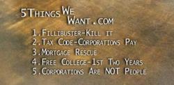 the 5thingsWeWant.com finally releases what the Occupy Wall Street Movement wants
